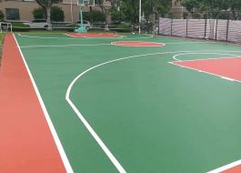杭州海洋二所硅PU篮球场完工